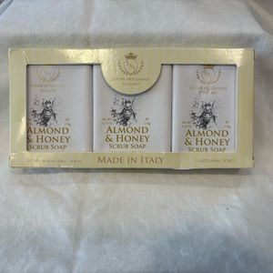 3 PACK Sapone Artigianale Italiano Almond & Honey Face & Body Soap 15.8 Oz NEW
